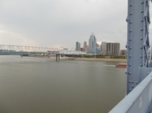 Looking over to Cincinnati from the Purple People Bridge as we walked back to town.