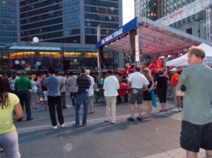 Salsa band playing on Fountain Square.