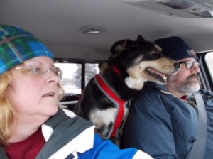 Rich took Sascha for a run on Christmas day.  I went along for the ride.  This was in the cab of the truck.