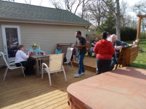 Weather was great and people were out on the deck to enjoy it.