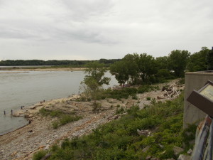 Looking out at the river and what part of the fossil beds is exposed right now.