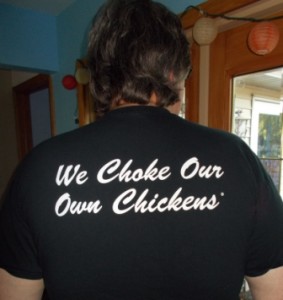 This really is the motto for Stroud's. Loved it and the chicken. Had to have the t-shirt.