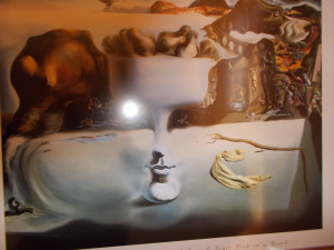 We were on the Surrealist floor at the hotel.  This Dali print was in our room.  See I have a dog here too.