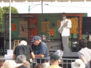 They put this cool cutout of Howlin Wolf on stage.