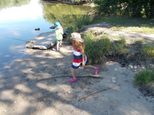 This is what Cael and  Sophia did while the others fished.