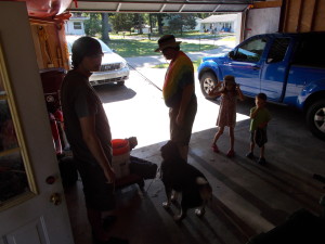 Getting the troops ready to leave for fishing.