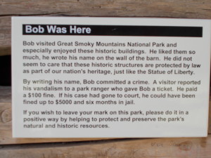 Bob signs everywhere in the park.  This Bob is a pain.