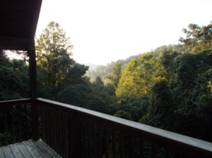 Tuesday morning from our deck to check on clouds over Mt. Leconte.