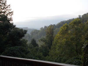 Checking the cloud situation on Mt. Leconte in the morning.