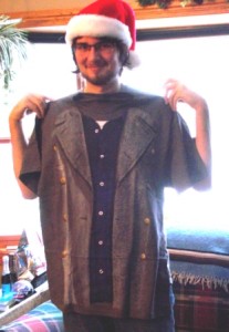 Rick had been asking for a Jack Harkness coat.  The best he could do was a t-shirt with the coat imprinted on it.