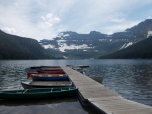 Cameron Lake and the boat dock.