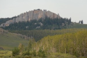 Granite face of a small mountain.