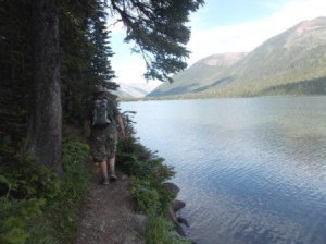 Hiking along Cameron Lake