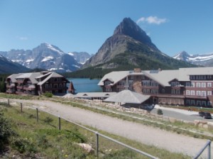 Many Glacier Lodge from the visitor's parking lot.