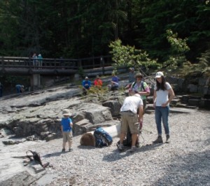 Stopping for a snack at McDonald Falls.