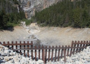 Alleluvial fan going to Cameron Lake