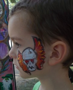 Skulls and flames for Cael's facepaint.
