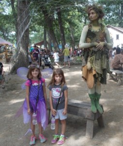 Girls with one of the woodland fairies.