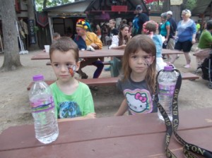 Cael and Sophia waiting for lunch.