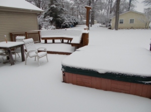 Snow on the deck.
