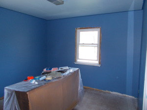 Ceiling is done and first coat is on the walls.