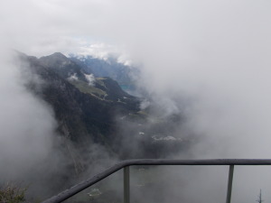Clouds open up to show Konigssee.