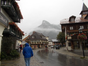 Clouds hanging over the mountains above Oberammergau.