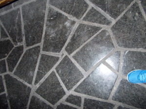 Floor is carved out of salt to look like tiles.