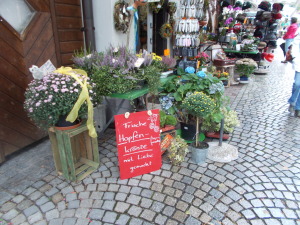 Fresh hops wreaths sold here.