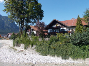 Our hotel from the other side of the Partnach River.