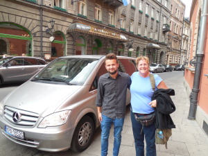 Joy with our driver, David, back at the hotel.