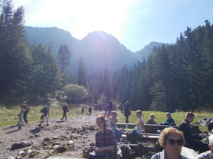 Looking up at Giewont Mountain.