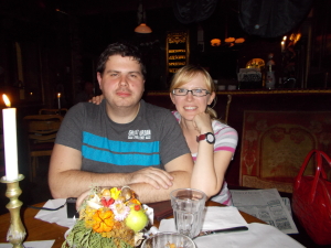 Marcin and Aneta at dinner 