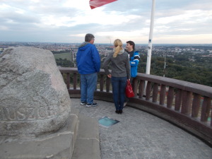 Rich, Aneta, and Marcin at the top of the mound.