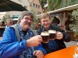 Rich and John with their Dunkels from the friars.