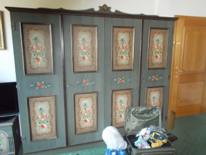 Beautiful wardrobe in our room painted in traditional style.