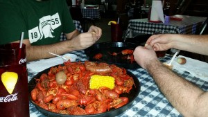 Crawfish boil with Rich and Rick for dinner