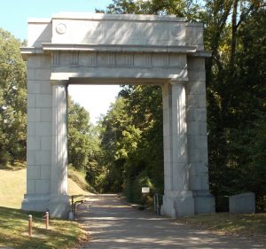 Archway at the entrance to the military park.